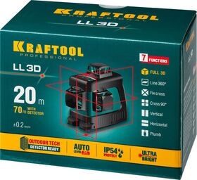 Фото  KRAFTOOL линейный лазерный нивелир LL3D 34640 Professional