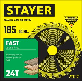 Фото  STAYER 185 x 30/20 мм, 24Т, диск пильный по дереву FAST 3680-185-30-24_z01 Master