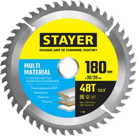 Фото  STAYER 180 x 30/20 мм, 48T, диск пильный по алюминию Multi Material 3685-180-30-48 Master