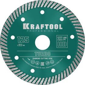 Фото  KRAFTOOL Ø 125Х22.2 мм, алмазный, сегментный, по армированному бетону, кирпичу диск отрезной TURBO 36682-125