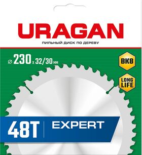 Фото  URAGAN 230 х 32/30 мм, 48Т, диск пильный по дереву Expert 36802-230-32-48_z01