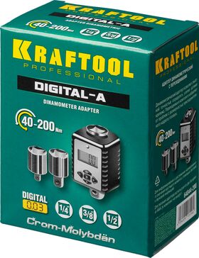 Фото  KRAFTOOL 1/2", 40-200 Нм, электронный динамометрический адаптер с переходниками DIGITAL-A 64044-200