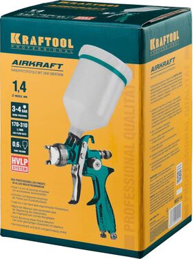 Фото  KRAFTOOL сопло 1,4 мм, краскопульт пневматический с верхним бачком AIRKRAFT 06522-1.4 Pro