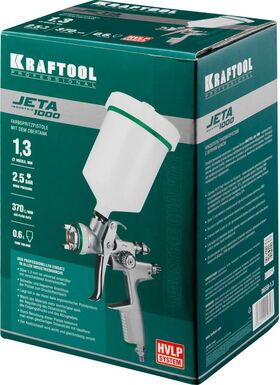 Фото  KRAFTOOL сопло 1,3 мм, краскопульт пневматический с верхним бачком JETA 1000 06559-1.3 Pro