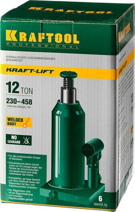 Фото KRAFTOOL 12 т, 230-458 мм, домкрат гидравлический бутылочный сварной Kraft-Lift 43462-12_z01 купить в интернет-магазине МаксМастер.ру
