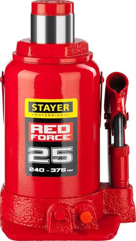 Фото STAYER 25 т, 240-375 мм, домкрат бутылочный гидравлический RED FORCE 43160-25_z01 Professional купить в интернет-магазине МаксМастер.ру