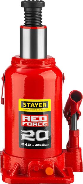 Фото STAYER 20 т, 242-452 мм, домкрат бутылочный гидравлический RED FORCE 43160-20_z01 Professional купить в интернет-магазине МаксМастер.ру