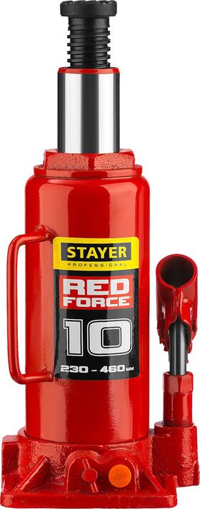 Фото STAYER 10 т, 230-460 мм, домкрат бутылочный гидравлический RED FORCE 43160-10_z01 Professional купить в интернет-магазине МаксМастер.ру