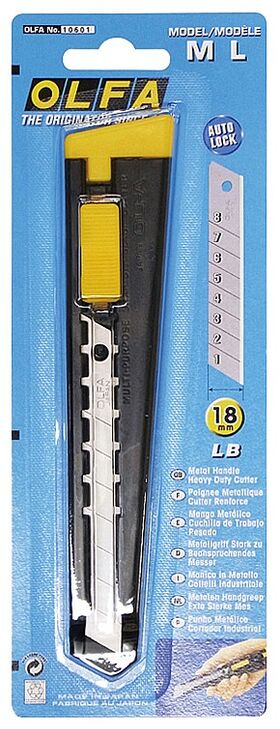 Фото OLFA 18 мм, сегментированное лезвие, автофиксатор, нож OL-ML купить в интернет-магазине МаксМастер.ру