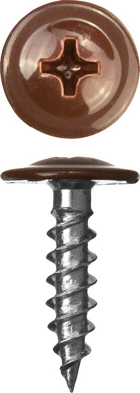 Фото  ЗУБР 19 х 4.2 мм ПШМ саморезы с прессшайбой для листового металла RAL-8017 шоколадно-коричневый 300191-42-019-8017