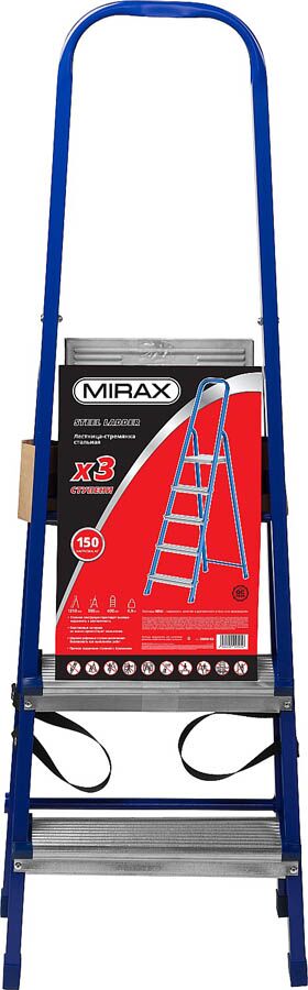 Фото  MIRAX число ступеней 3, лестница-стремянка стальная 38800-03