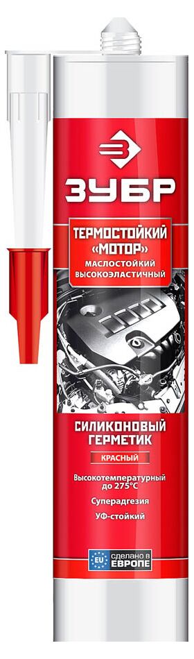 Фото ЗУБР 280 мл, нейтральный, t +250, красный, силиконовый герметик 41245-5 купить в интернет-магазине МаксМастер.ру