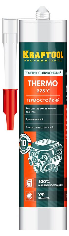 Фото KRAFTOOL 300 мл, термостойкий, красный, силиконовый герметик 41259 купить в интернет-магазине МаксМастер.ру